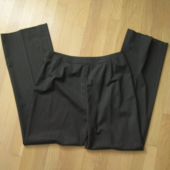Lafayette 148 Virgin Wool Black Charcoal Dress Pants Size 8 Straight Leg Office - Picture 2 of 10